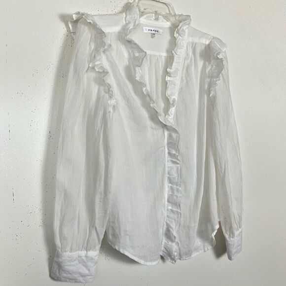Frame Denim White Ruffle Blouse - Picture 3 of 10